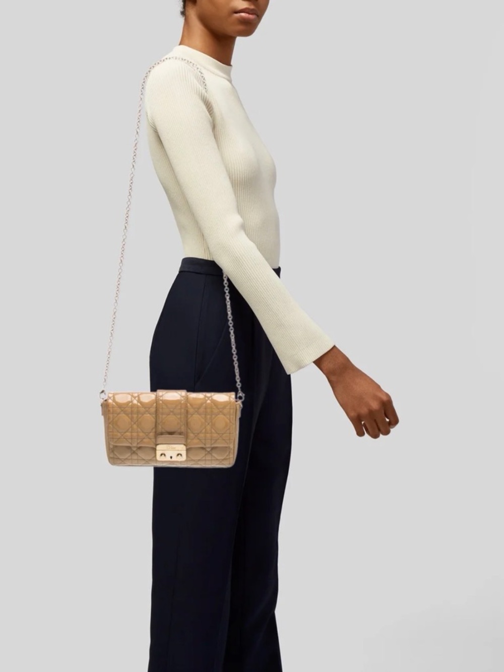 Christian Dior Patent leather Quilted Crossbody Bag with Chain Strap